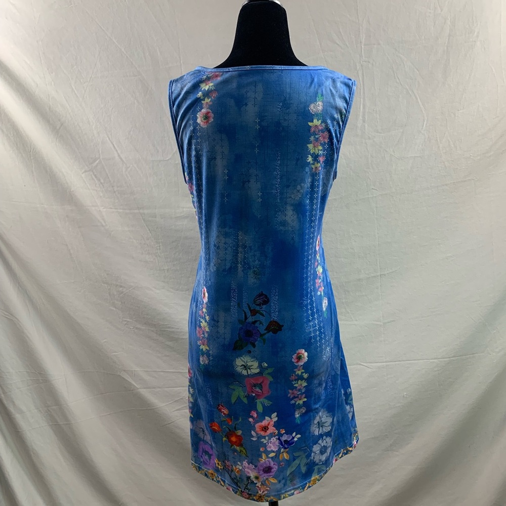 Blue Boho Floral Print Mini Dress - Picture 9 of 9